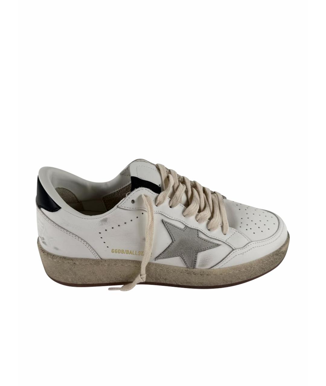 GOLDEN GOOSE Белые кожаные низкие кроссовки / кеды, фото 1