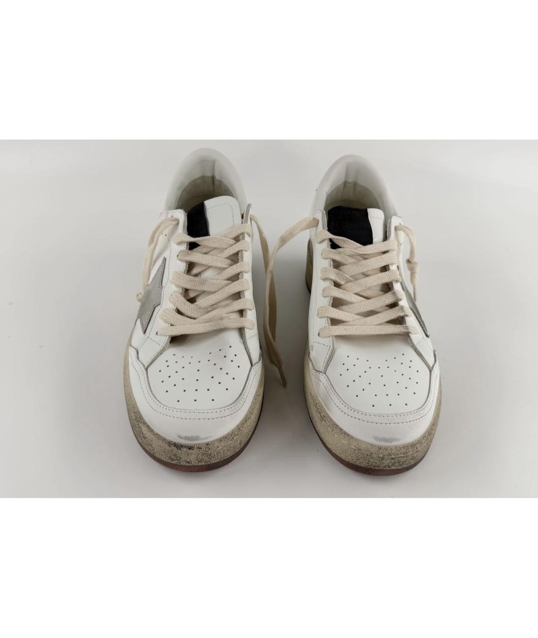 GOLDEN GOOSE Белые кожаные низкие кроссовки / кеды, фото 2