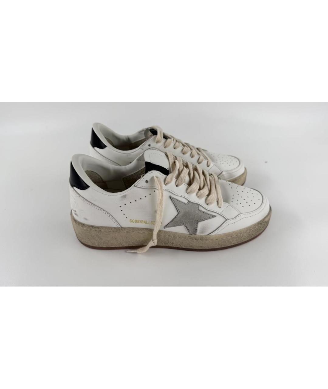 GOLDEN GOOSE Белые кожаные низкие кроссовки / кеды, фото 6