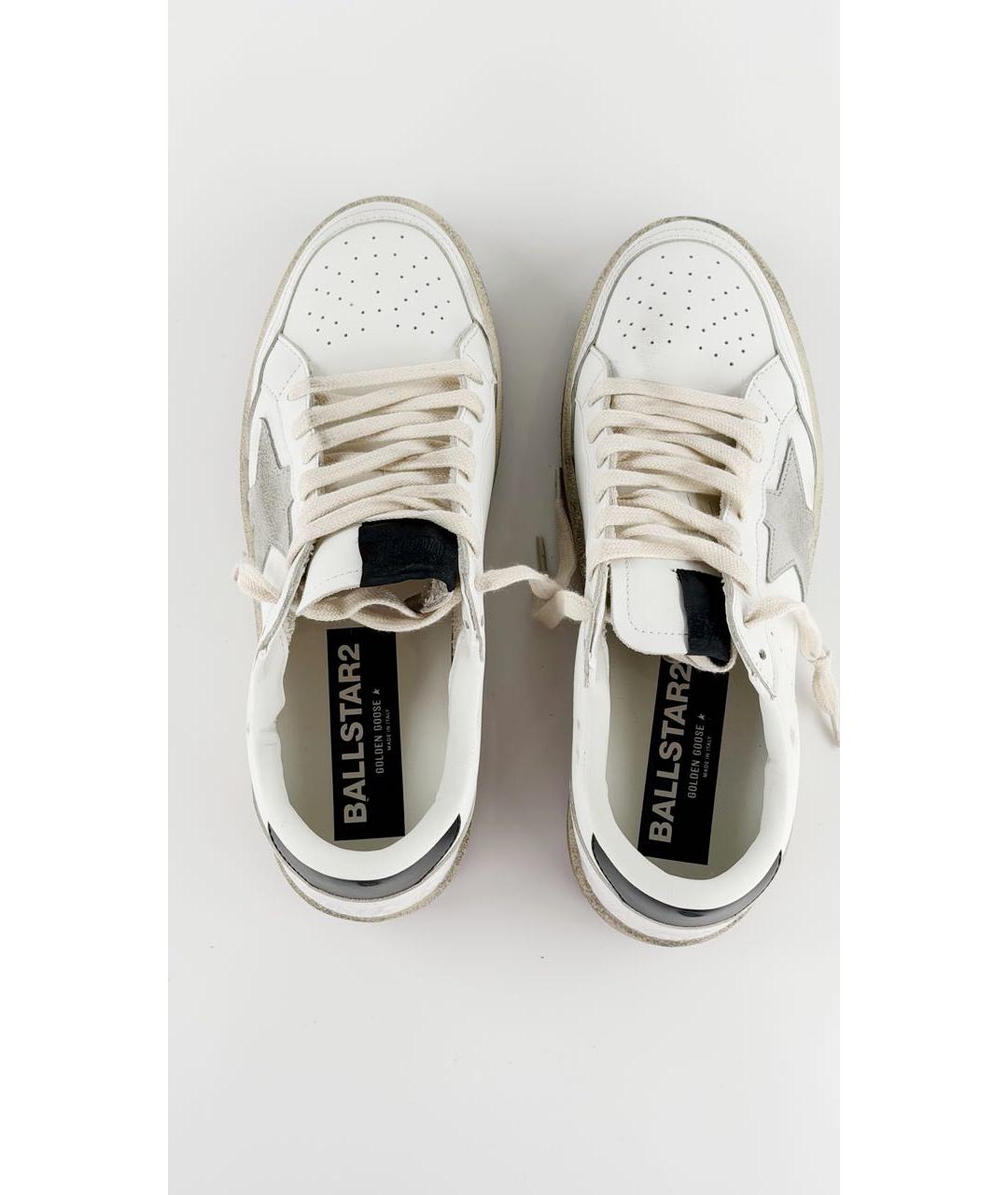 GOLDEN GOOSE Белые кожаные низкие кроссовки / кеды, фото 3