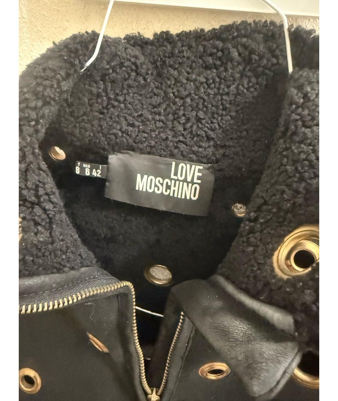 LOVE MOSCHINO Черная дубленка, фото 3