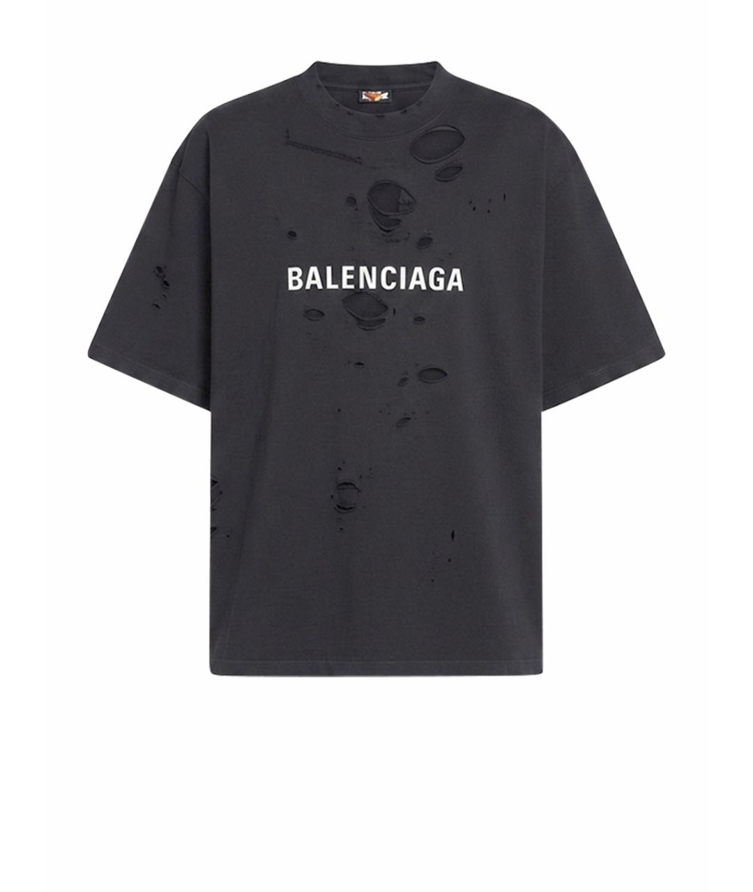 BALENCIAGA Черная хлопковая футболка, фото 1