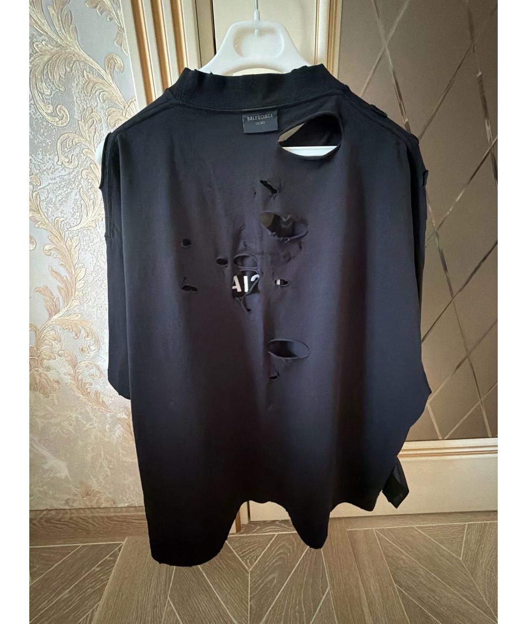 BALENCIAGA Черная хлопковая футболка, фото 2
