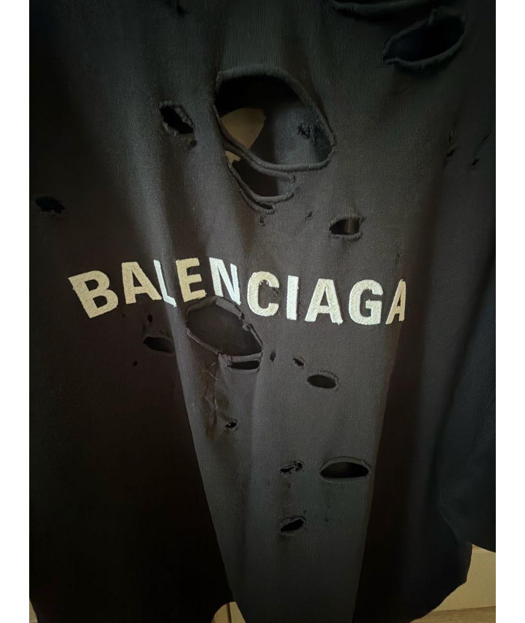 BALENCIAGA Черная хлопковая футболка, фото 4