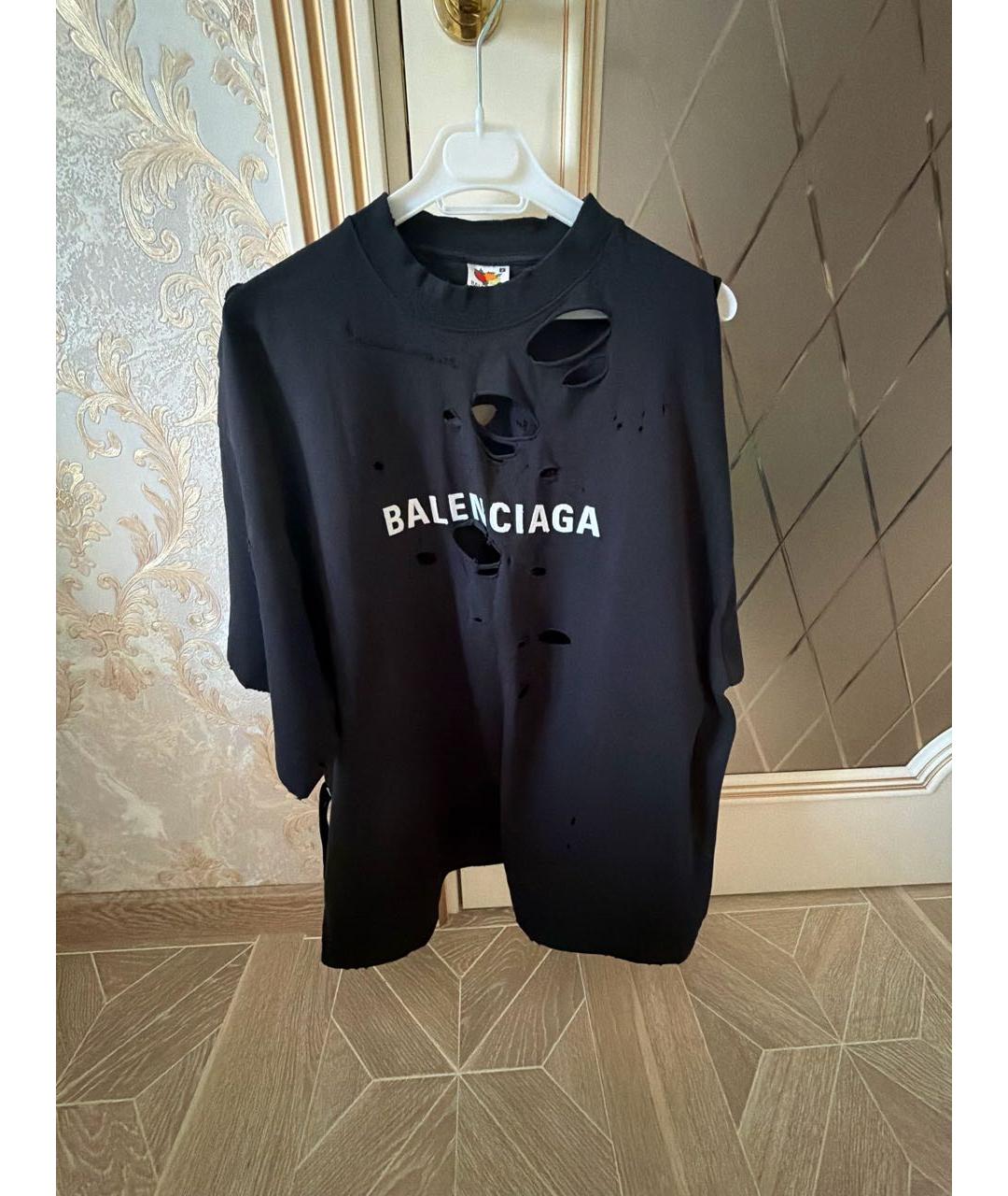 BALENCIAGA Черная хлопковая футболка, фото 5