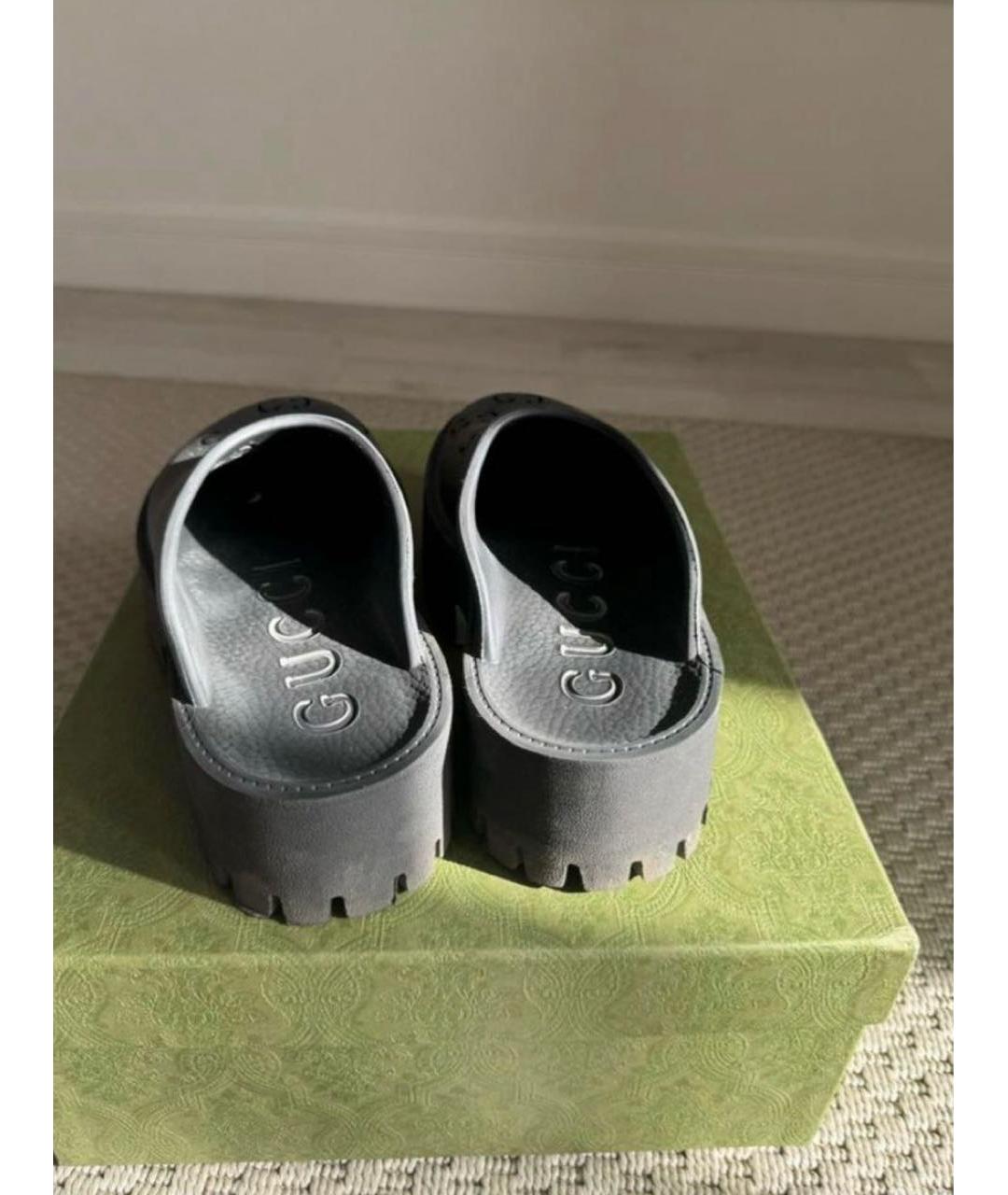 GUCCI Черные резиновые сабо, фото 3
