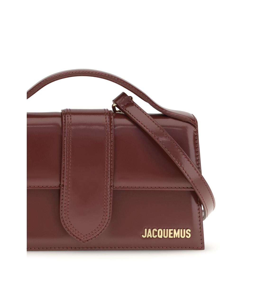 JACQUEMUS Бордовая кожаная сумка через плечо, фото 4