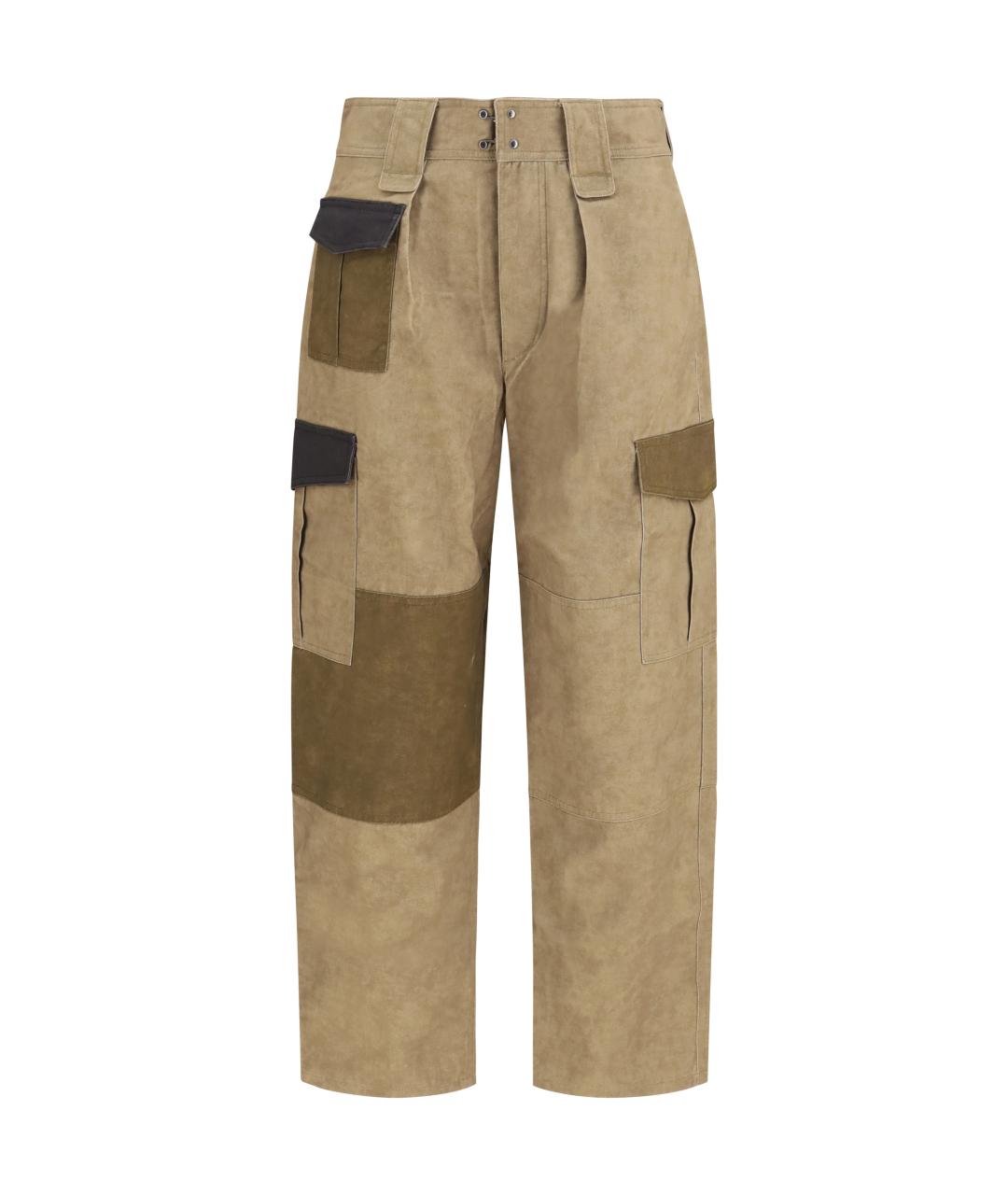 ISABEL MARANT ETOILE Хаки хлопковые прямые брюки, фото 1