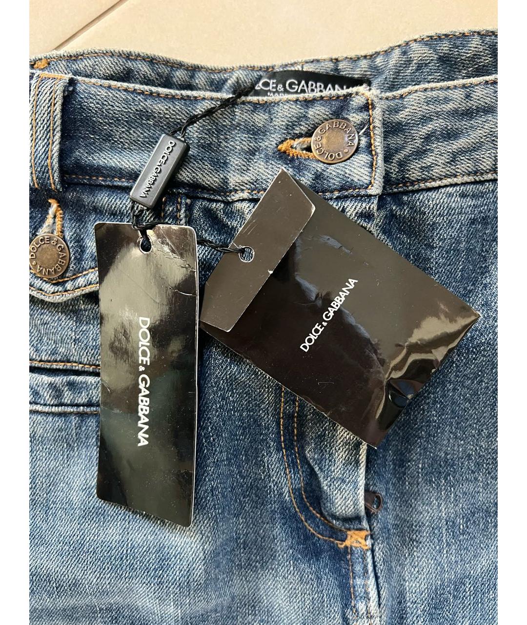 DOLCE&GABBANA Голубая деним юбка миди, фото 3