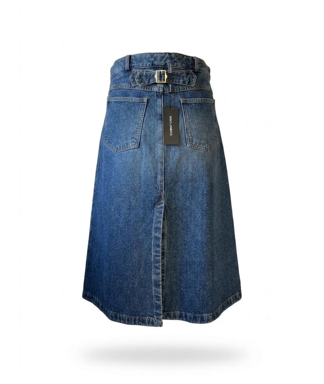 DOLCE&GABBANA Голубая деним юбка миди, фото 2