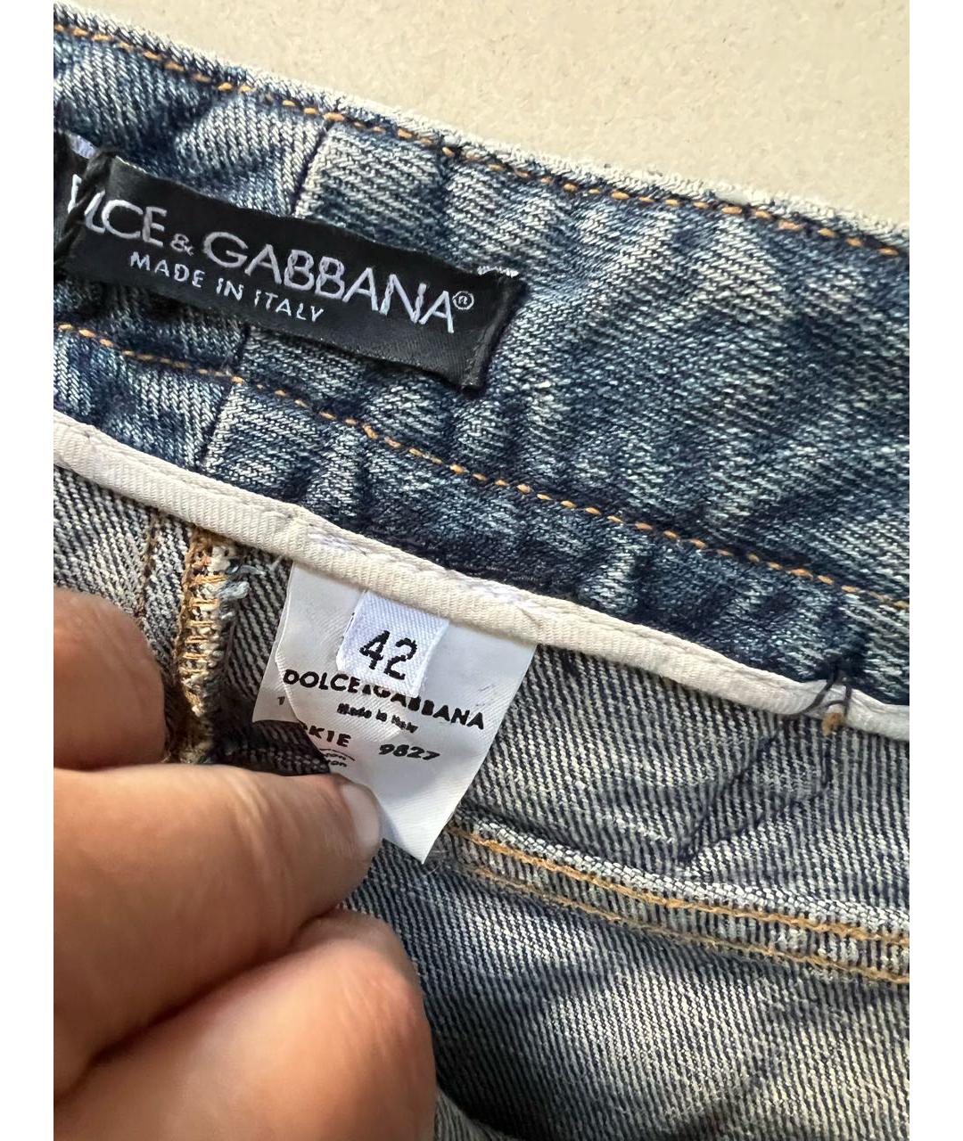 DOLCE&GABBANA Голубая деним юбка миди, фото 4
