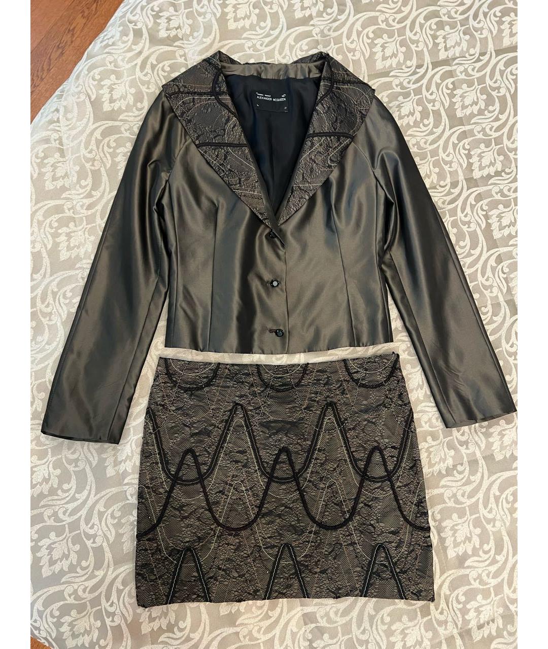 ALEXANDER MCQUEEN Хаки полиэстеровый костюм с юбками, фото 7