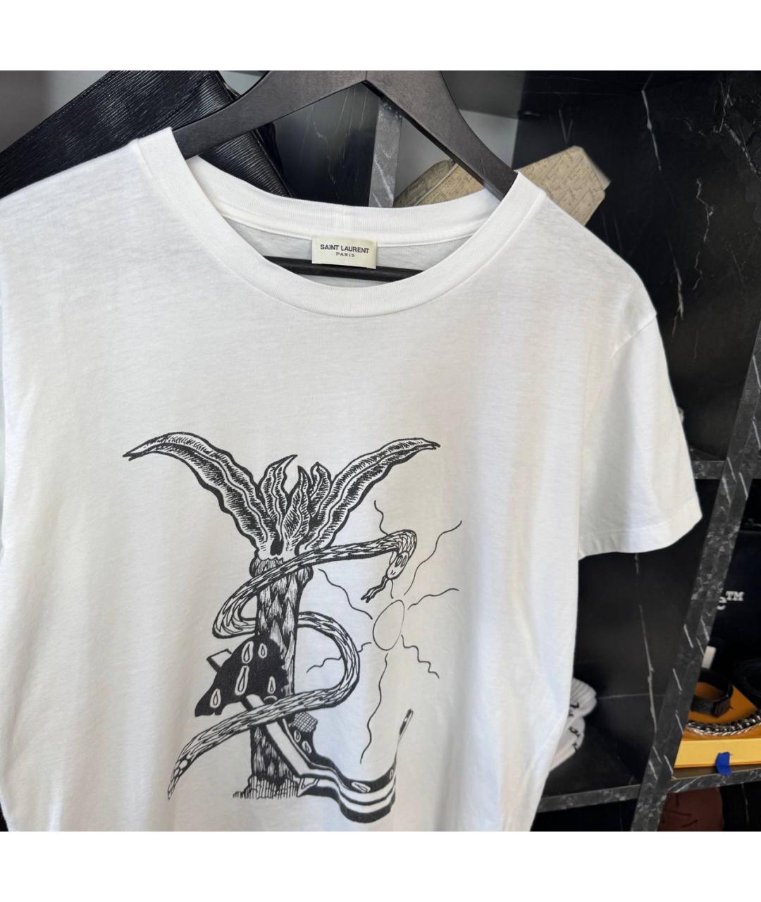 SAINT LAURENT Белая хлопковая футболка, фото 3