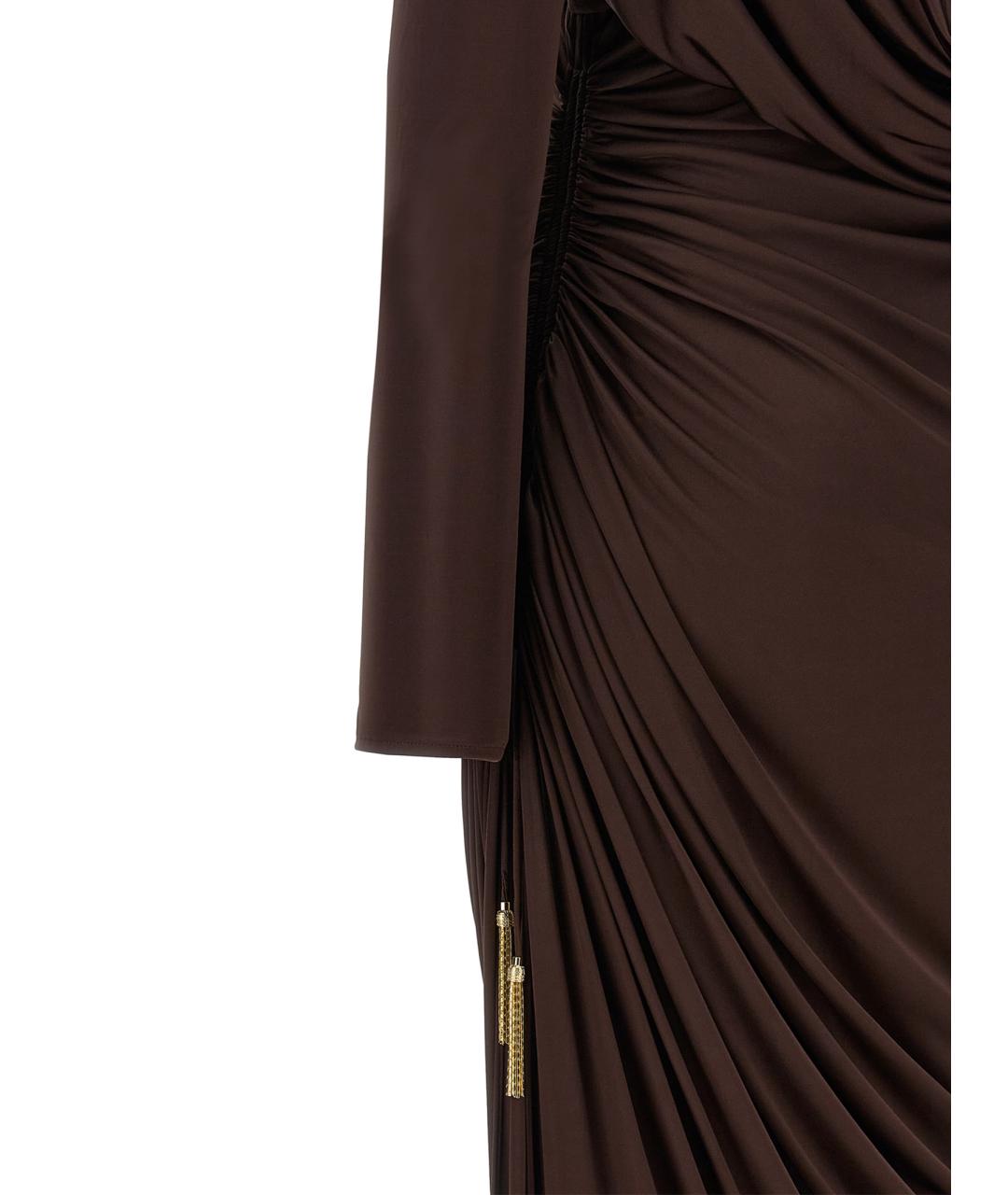 BALMAIN Коричневое вискозное вечернее платье, фото 4