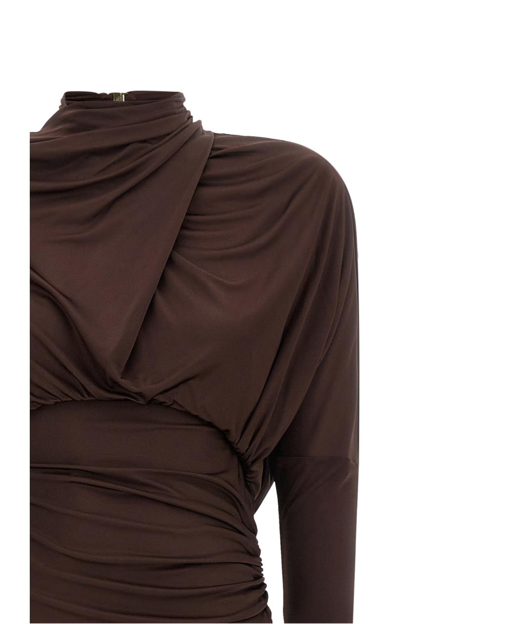 BALMAIN Коричневое вискозное вечернее платье, фото 3