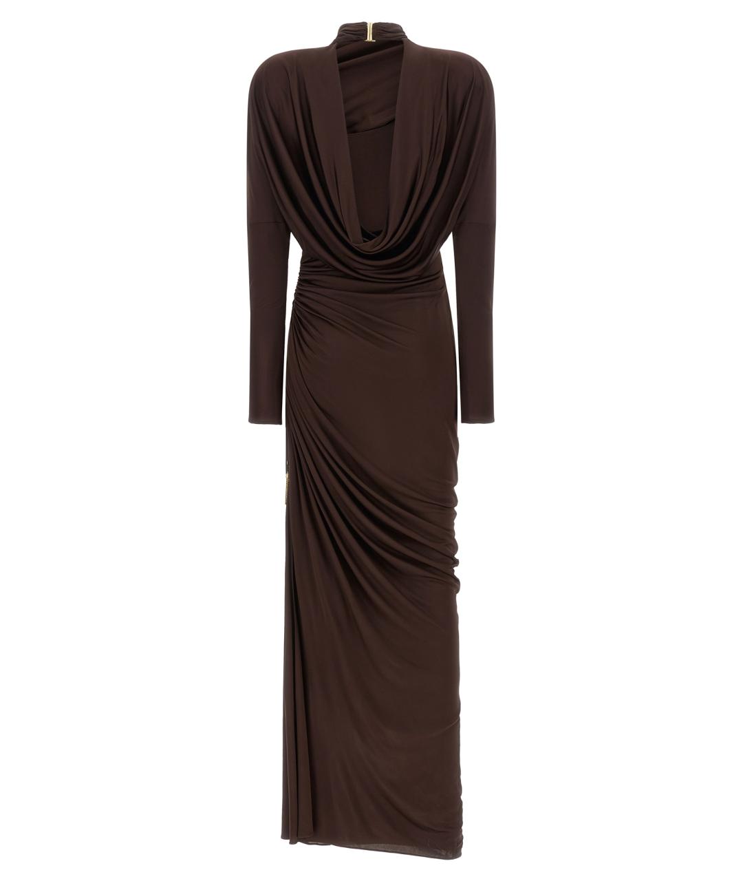 BALMAIN Коричневое вискозное вечернее платье, фото 2