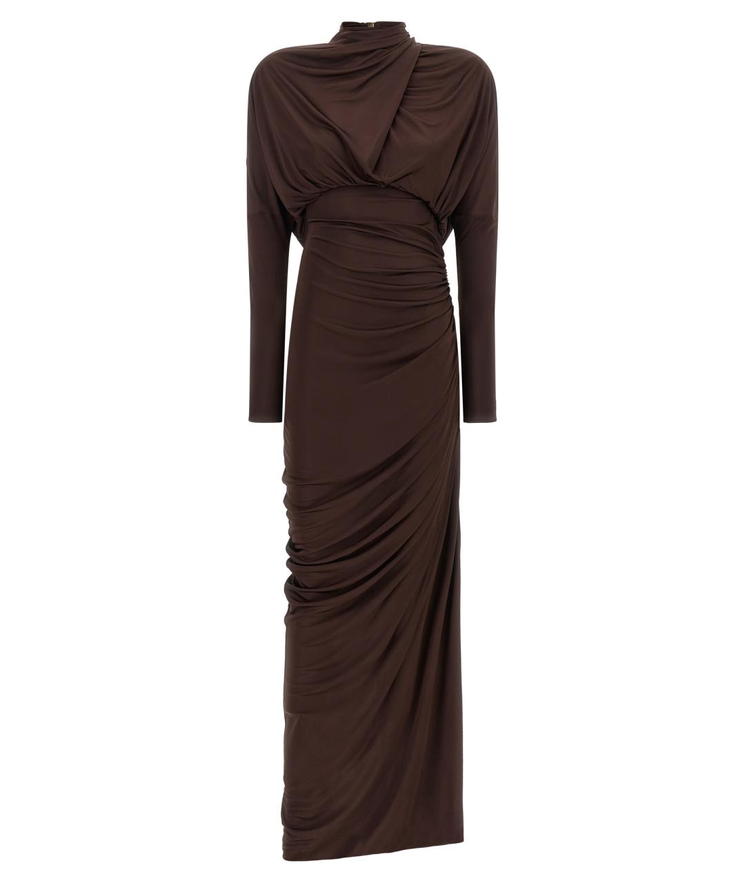 BALMAIN Коричневое вискозное вечернее платье, фото 1