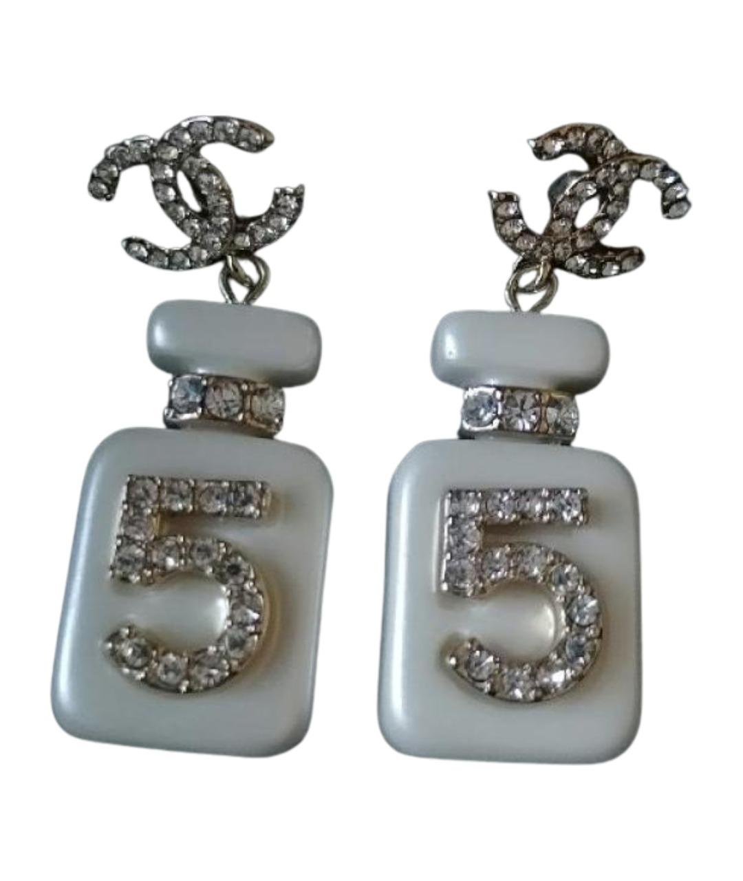 CHANEL Белые серьги, фото 1