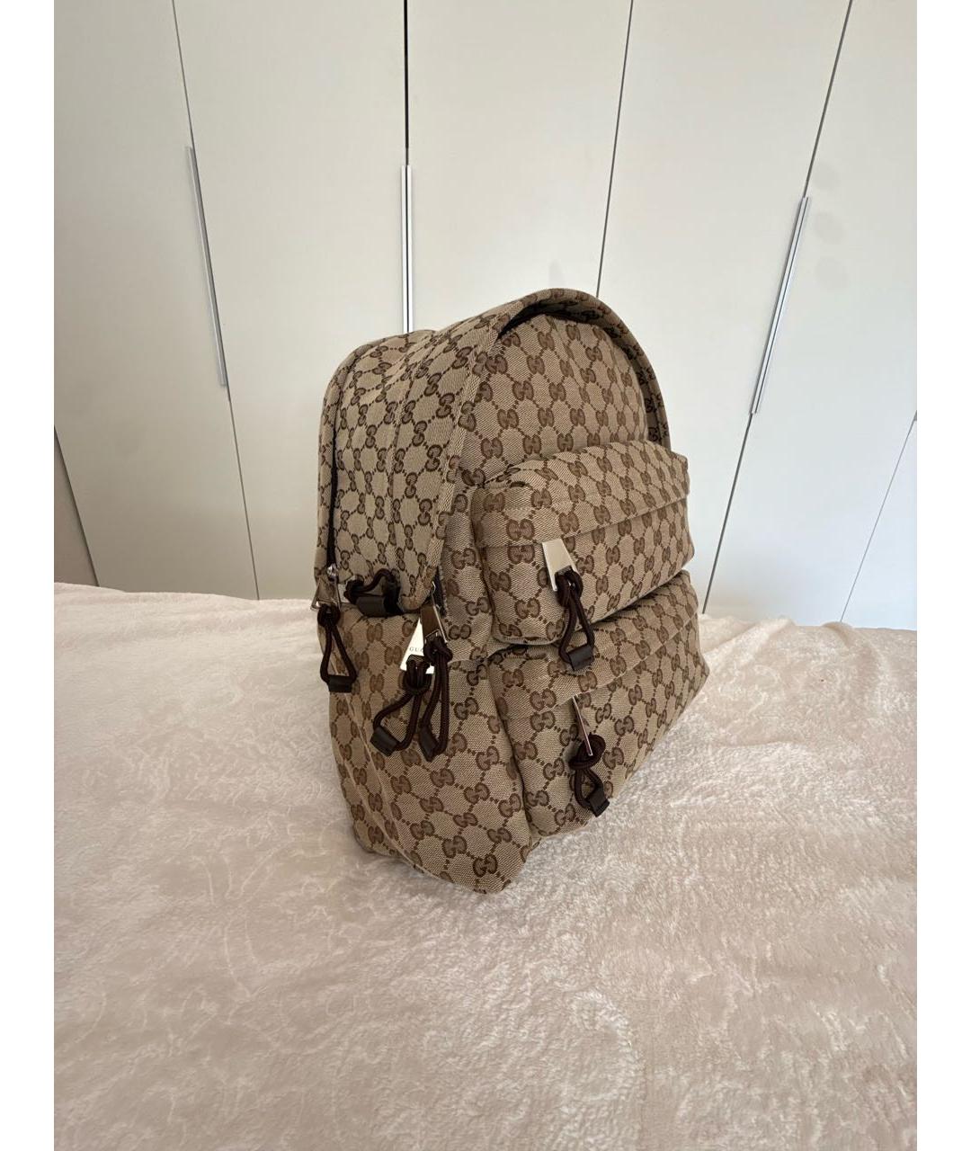 GUCCI Бежевый рюкзак из канвы, фото 2