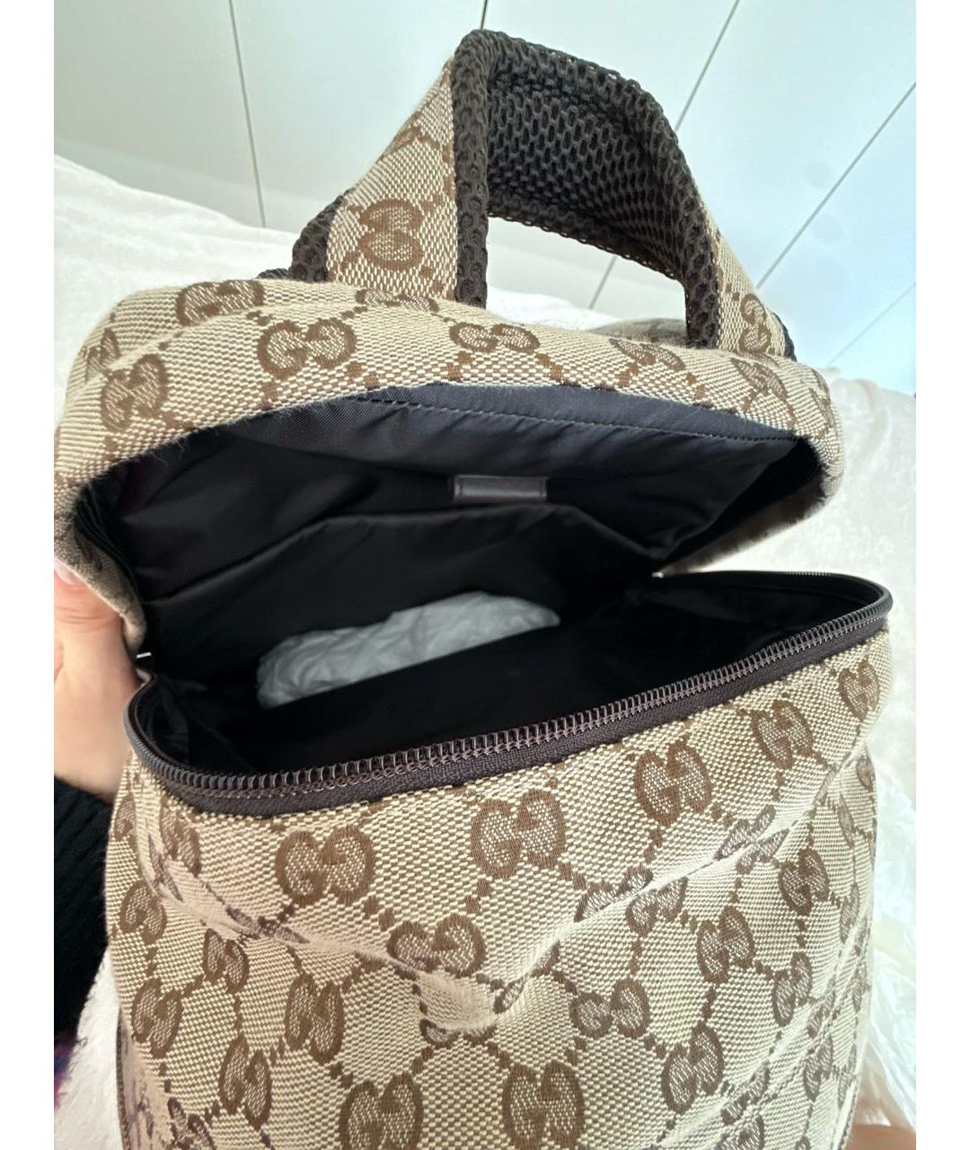GUCCI Бежевый рюкзак из канвы, фото 5