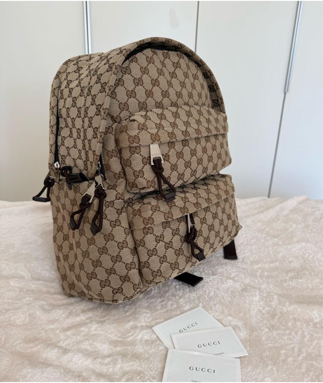 GUCCI Бежевый рюкзак из канвы, фото 8