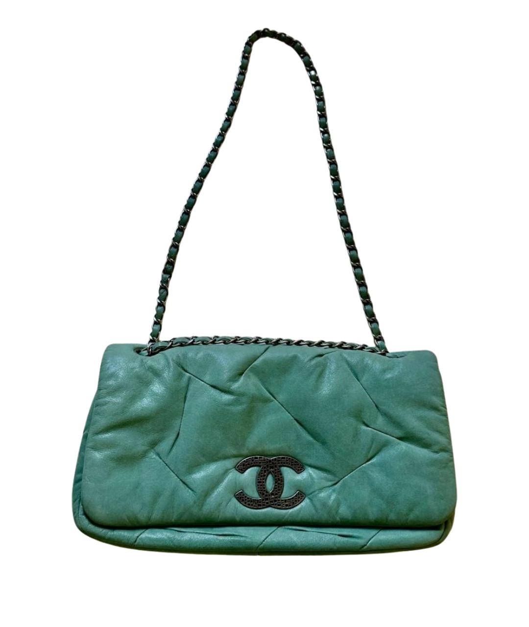 CHANEL Зеленая кожаная сумка с короткими ручками, фото 1