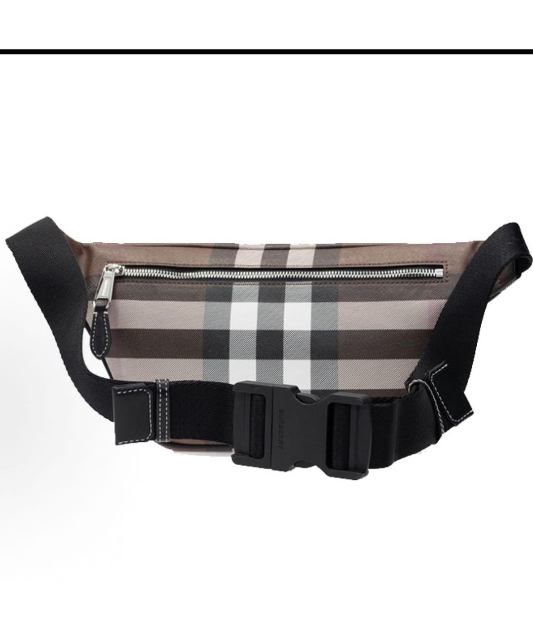 BURBERRY Коричневая тканевая поясная сумка, фото 2