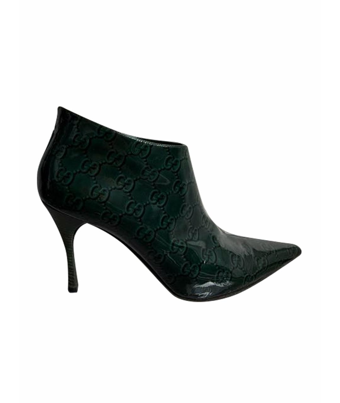 GUCCI Зеленые ботильоны из лакированной кожи, фото 1