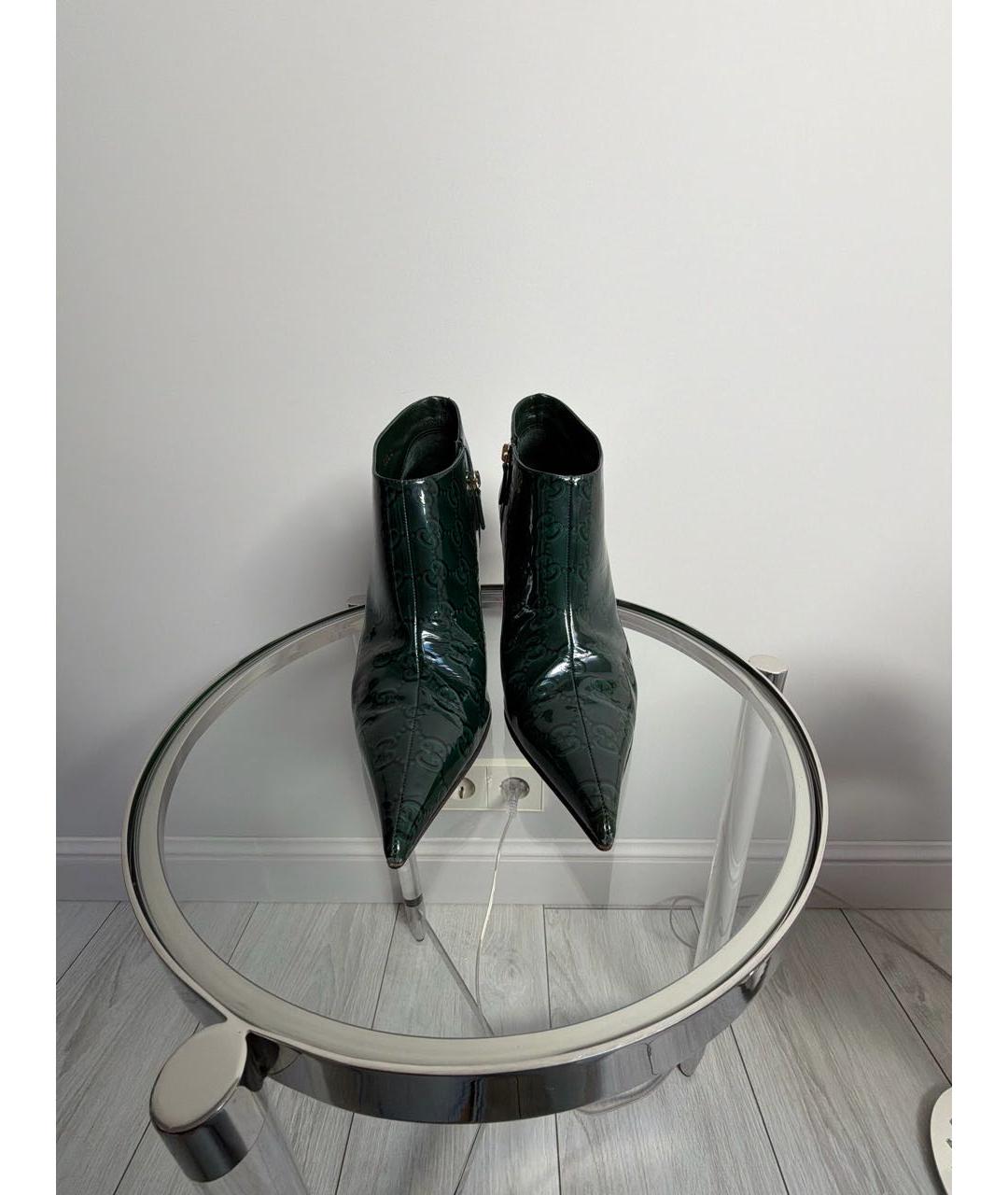 GUCCI Зеленые ботильоны из лакированной кожи, фото 2