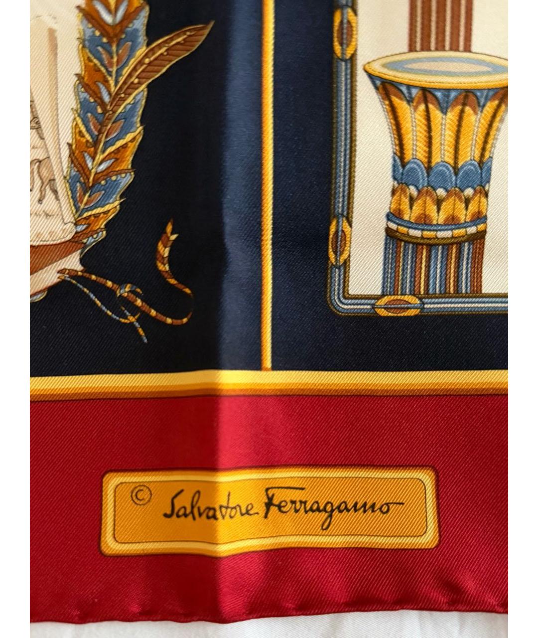 FERRAGAMO Бордовый шелковый платок, фото 6