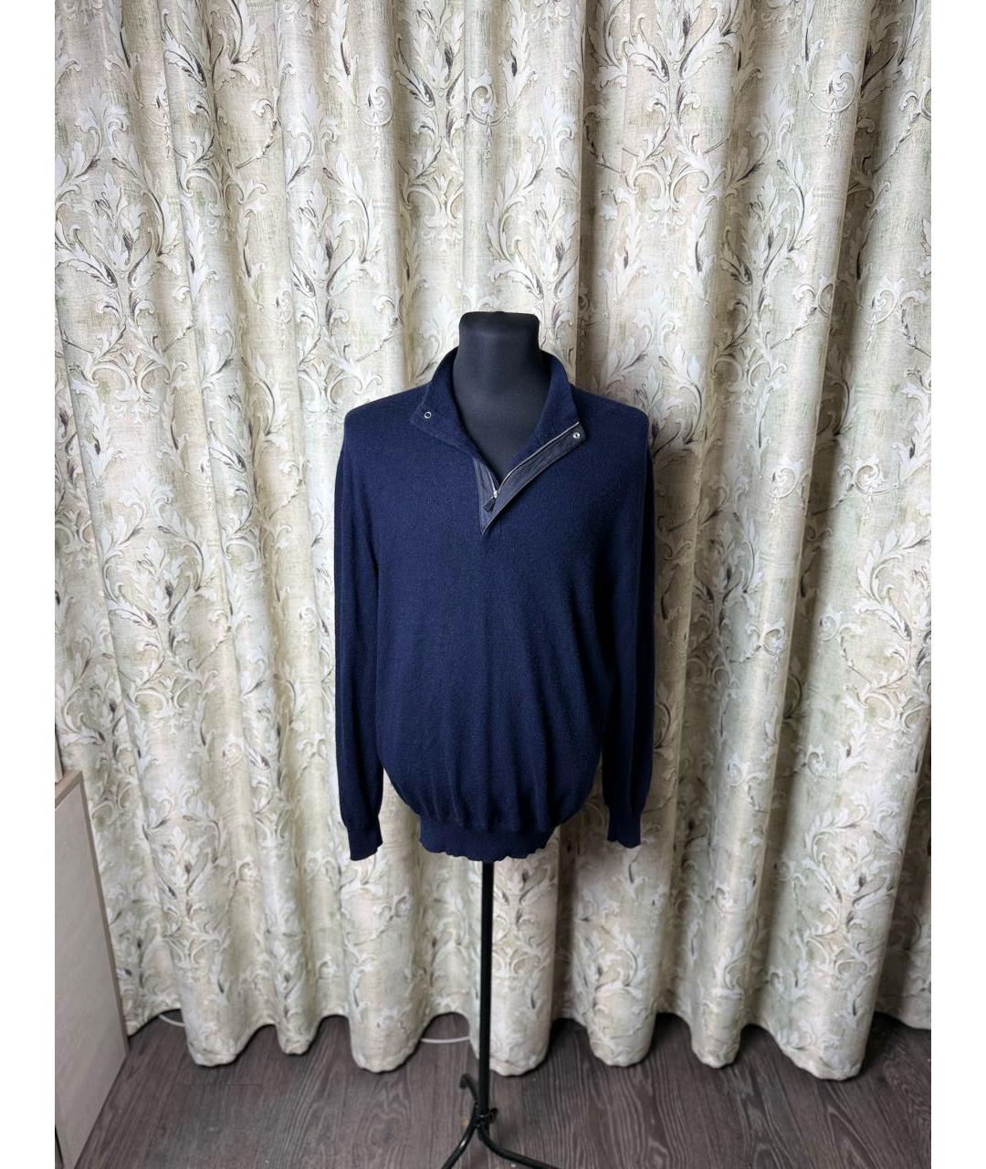 ERMENEGILDO ZEGNA XXX Темно-синий кашемировый джемпер / свитер, фото 2