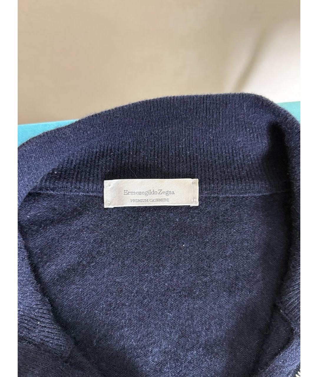 ERMENEGILDO ZEGNA XXX Темно-синий кашемировый джемпер / свитер, фото 5
