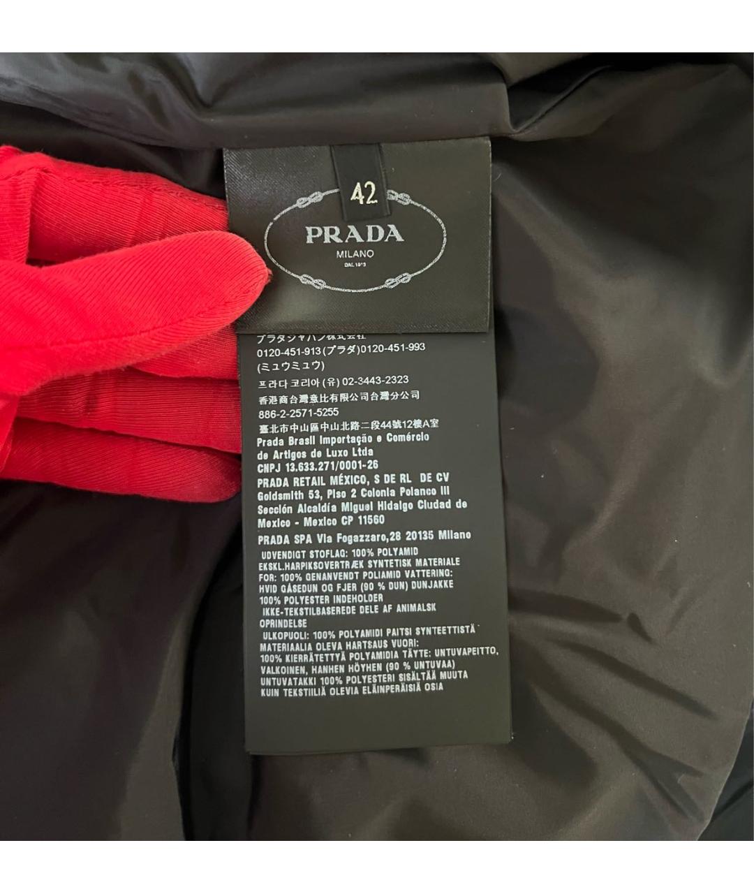 PRADA Черный нейлоновый пуховик, фото 6