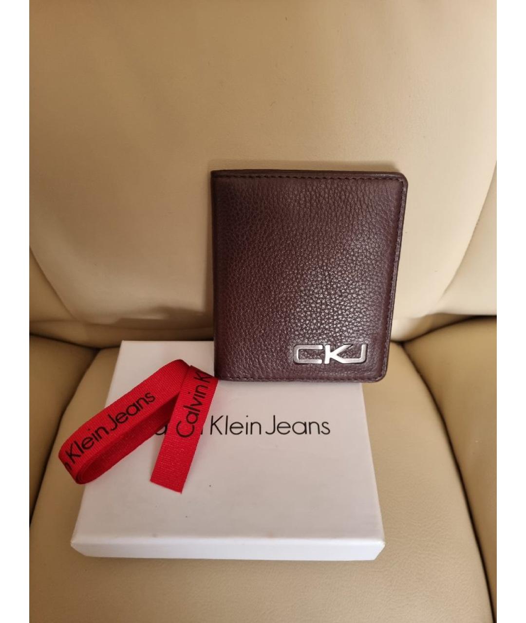 CALVIN KLEIN Коричневый кожаный кардхолдер, фото 7