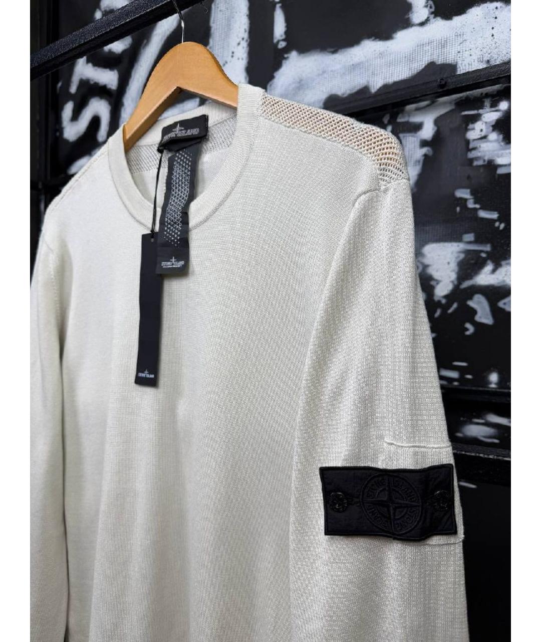 STONE ISLAND Бежевый хлопковый джемпер / свитер, фото 5