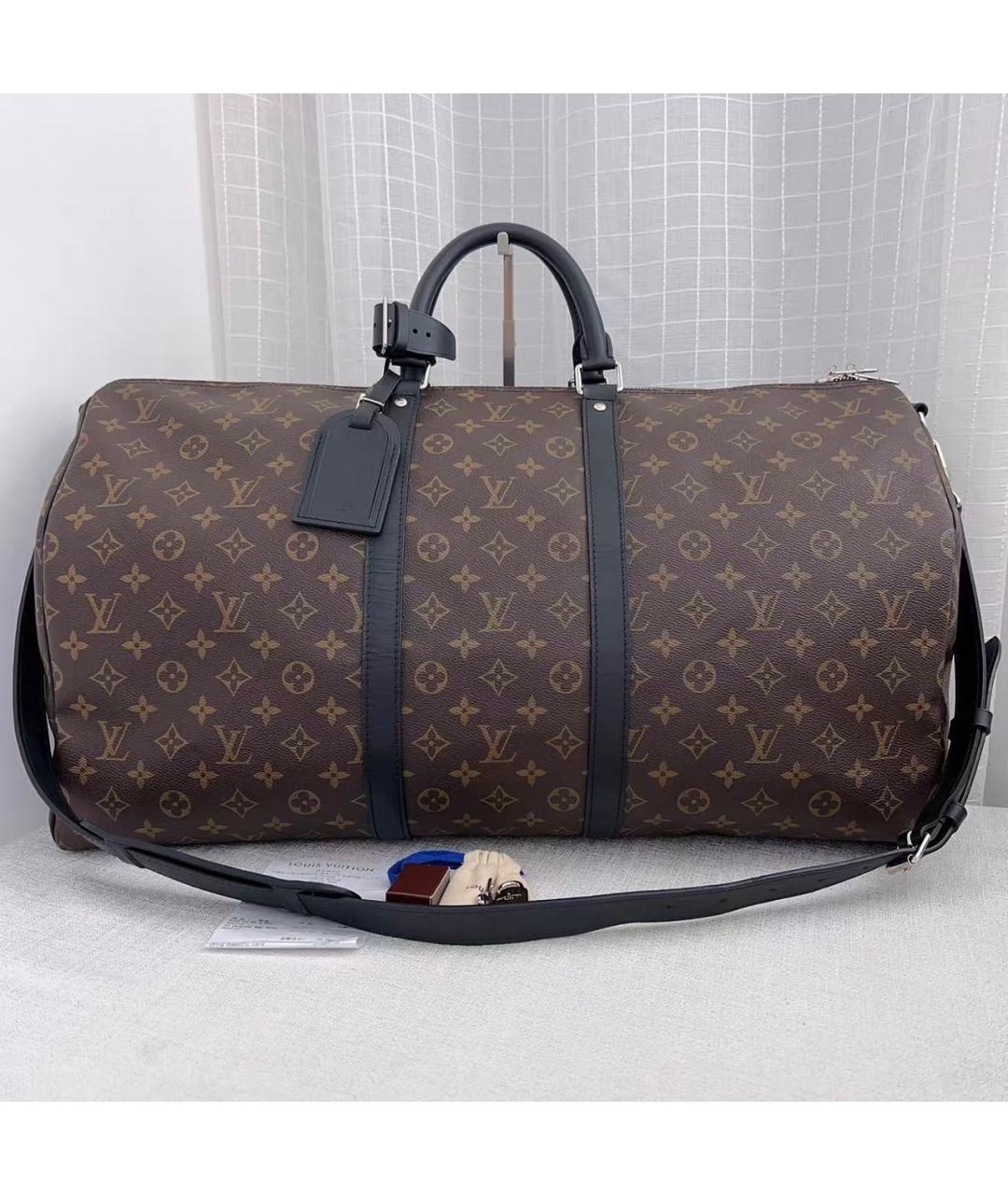 LOUIS VUITTON Коричневая дорожная/спортивная сумка из канвы, фото 9