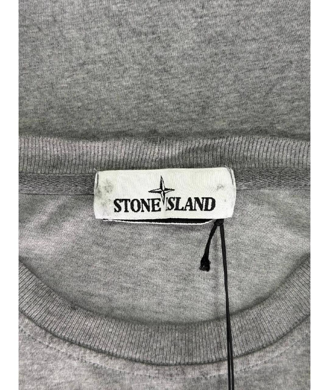 STONE ISLAND Серая хлопковая футболка, фото 3