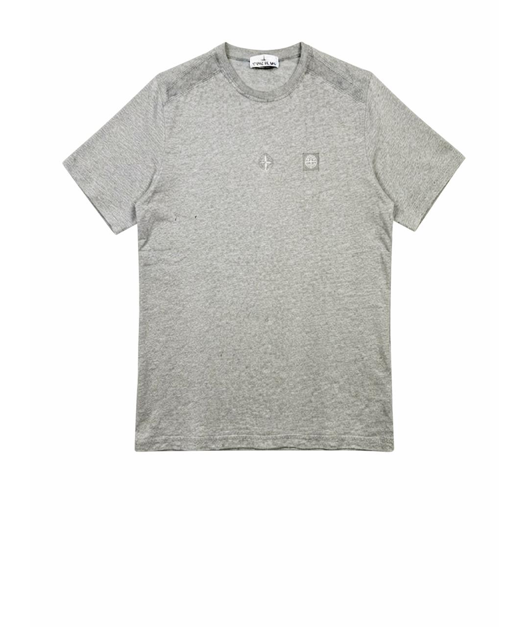 STONE ISLAND Серая хлопковая футболка, фото 1