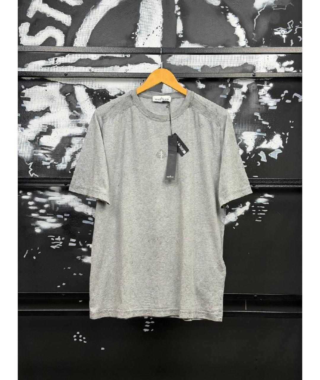 STONE ISLAND Серая хлопковая футболка, фото 5