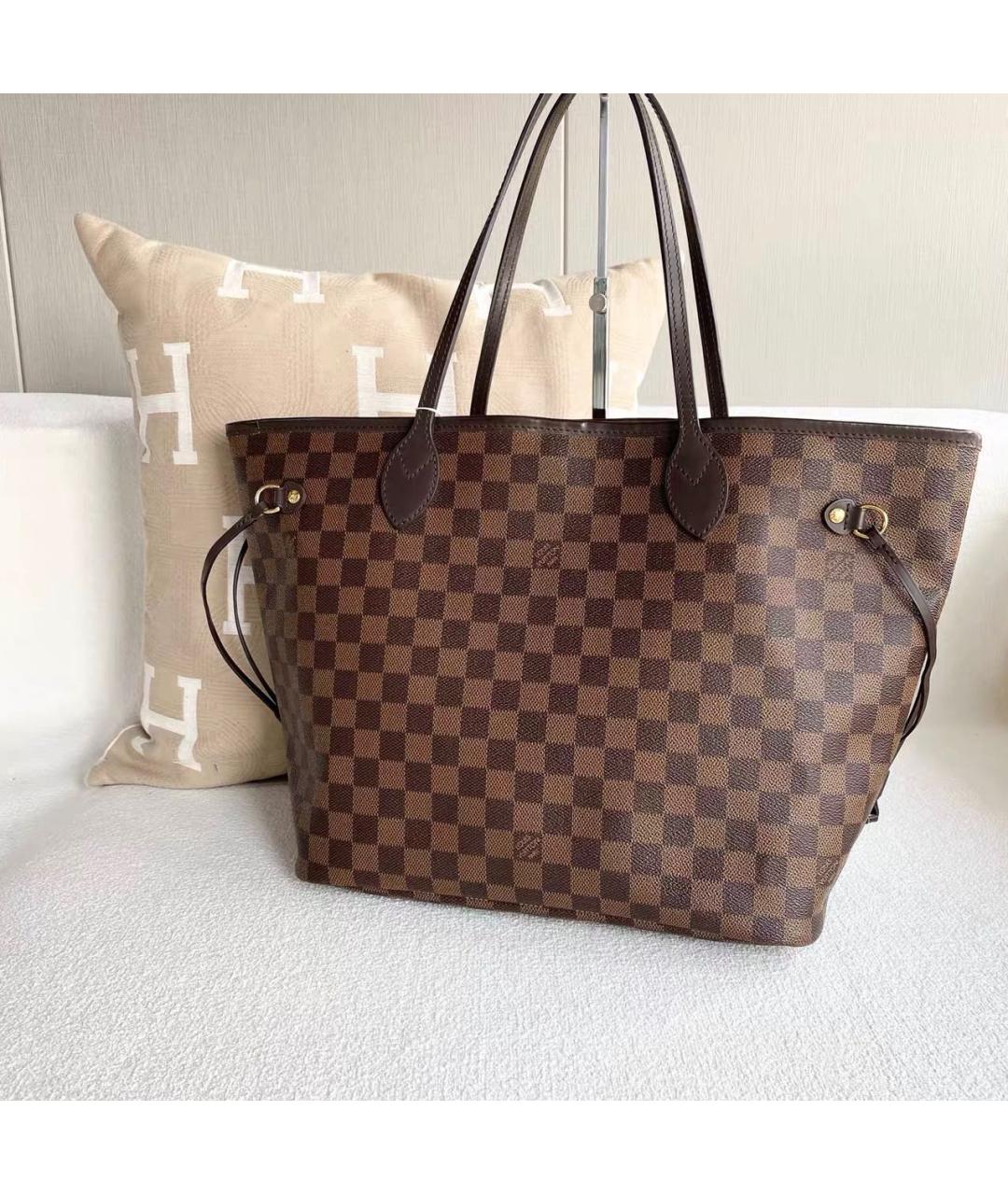 LOUIS VUITTON Коричневая кожаная сумка тоут, фото 6