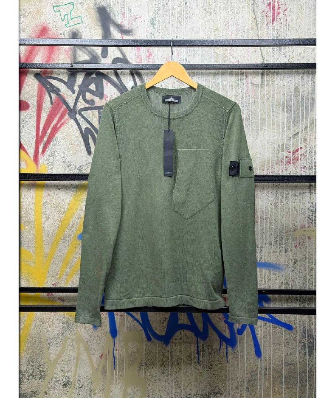 STONE ISLAND Хаки хлопковый джемпер / свитер, фото 6