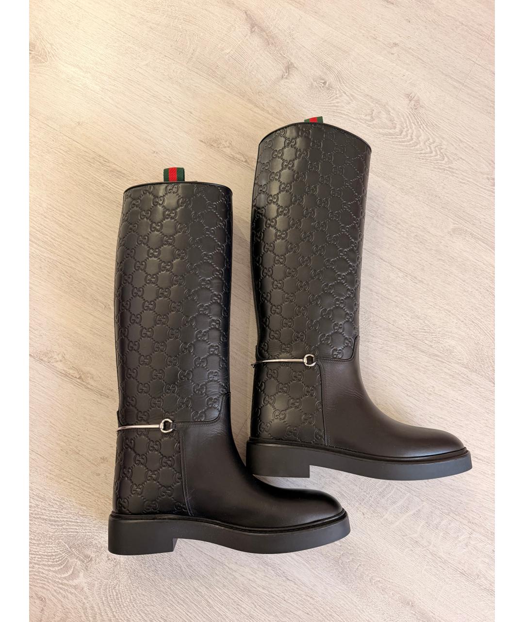 GUCCI Черные кожаные сапоги, фото 2