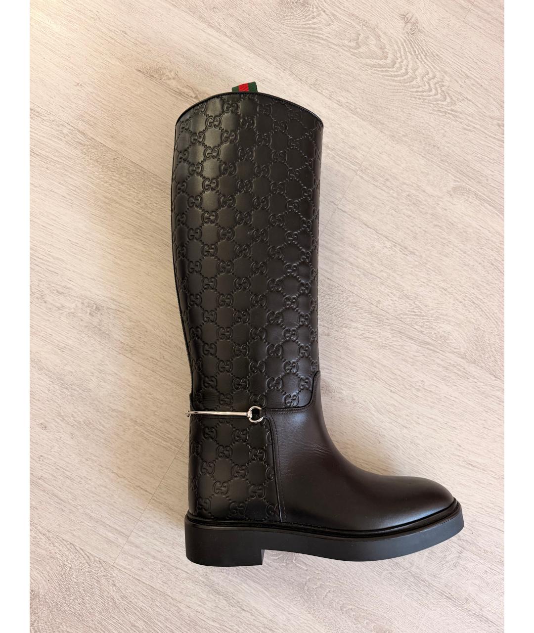 GUCCI Черные кожаные сапоги, фото 4