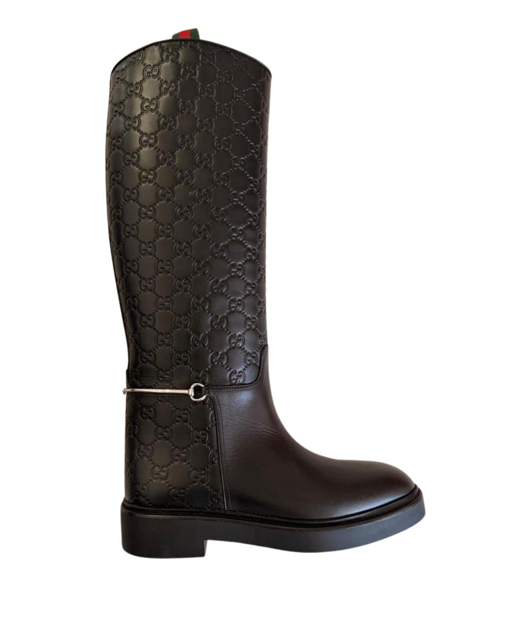 GUCCI Черные кожаные сапоги, фото 1
