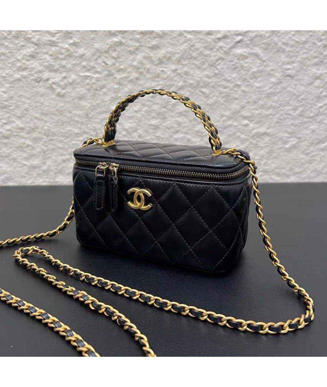 CHANEL Черная кожаная сумка через плечо, фото 8
