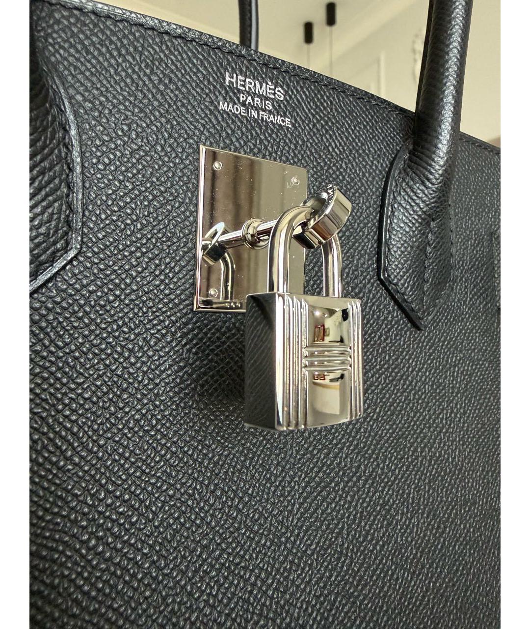 HERMES Черная кожаная сумка с короткими ручками, фото 6