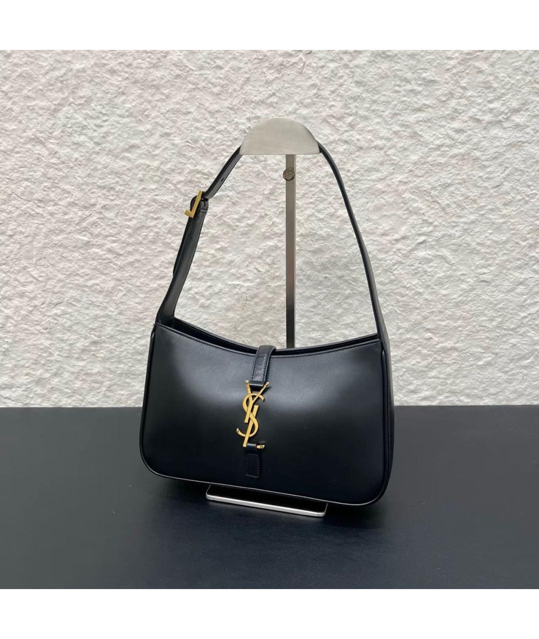 SAINT LAURENT Черная кожаная сумка с короткими ручками, фото 7