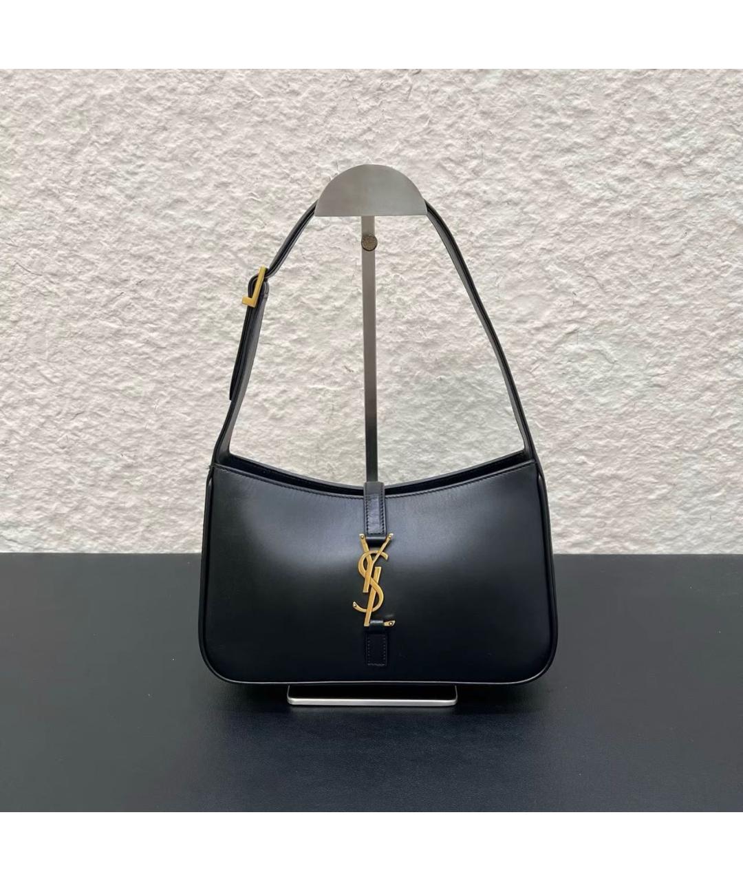 SAINT LAURENT Черная кожаная сумка с короткими ручками, фото 8