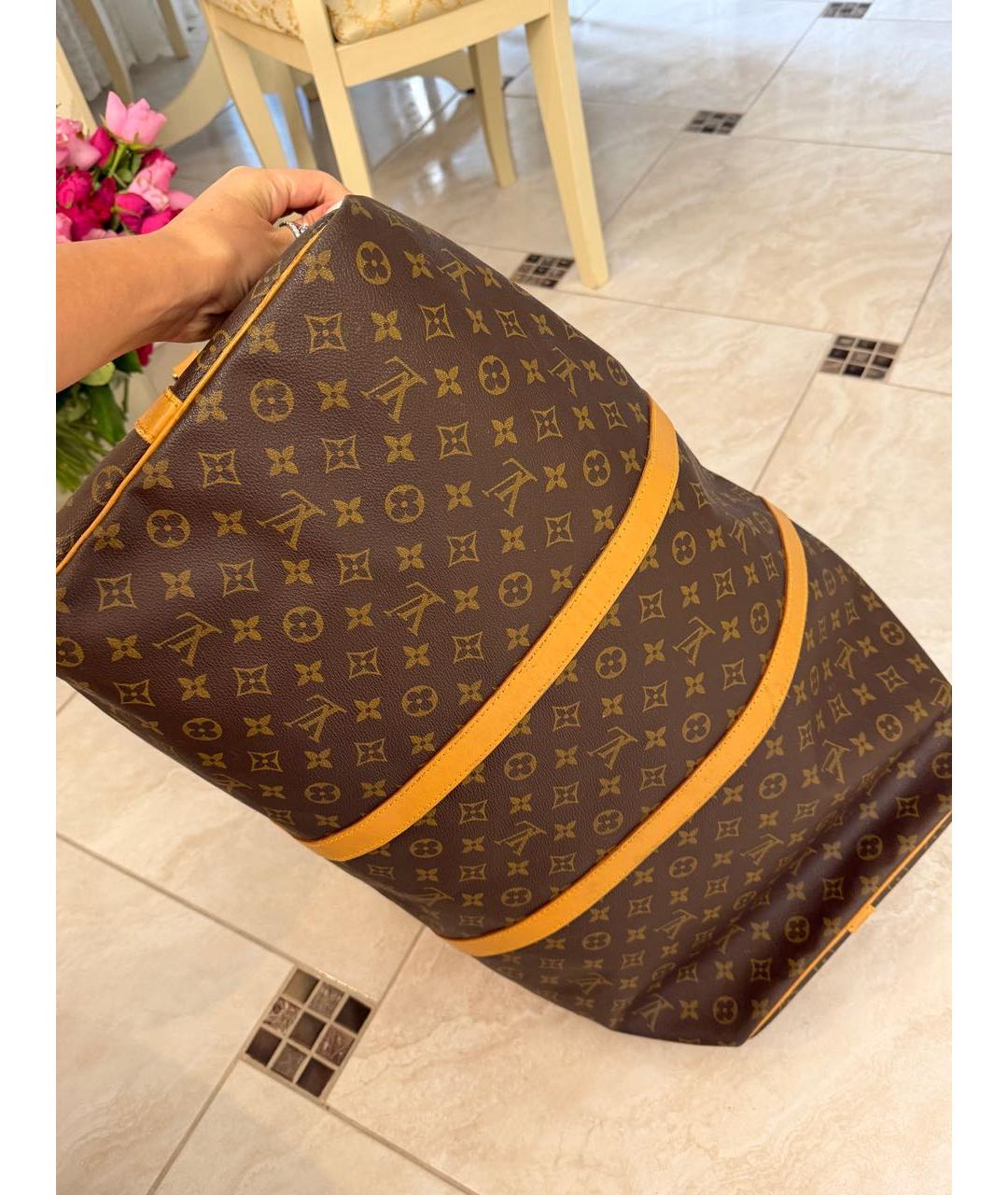 LOUIS VUITTON Коричневая дорожная/спортивная сумка из канвы, фото 5