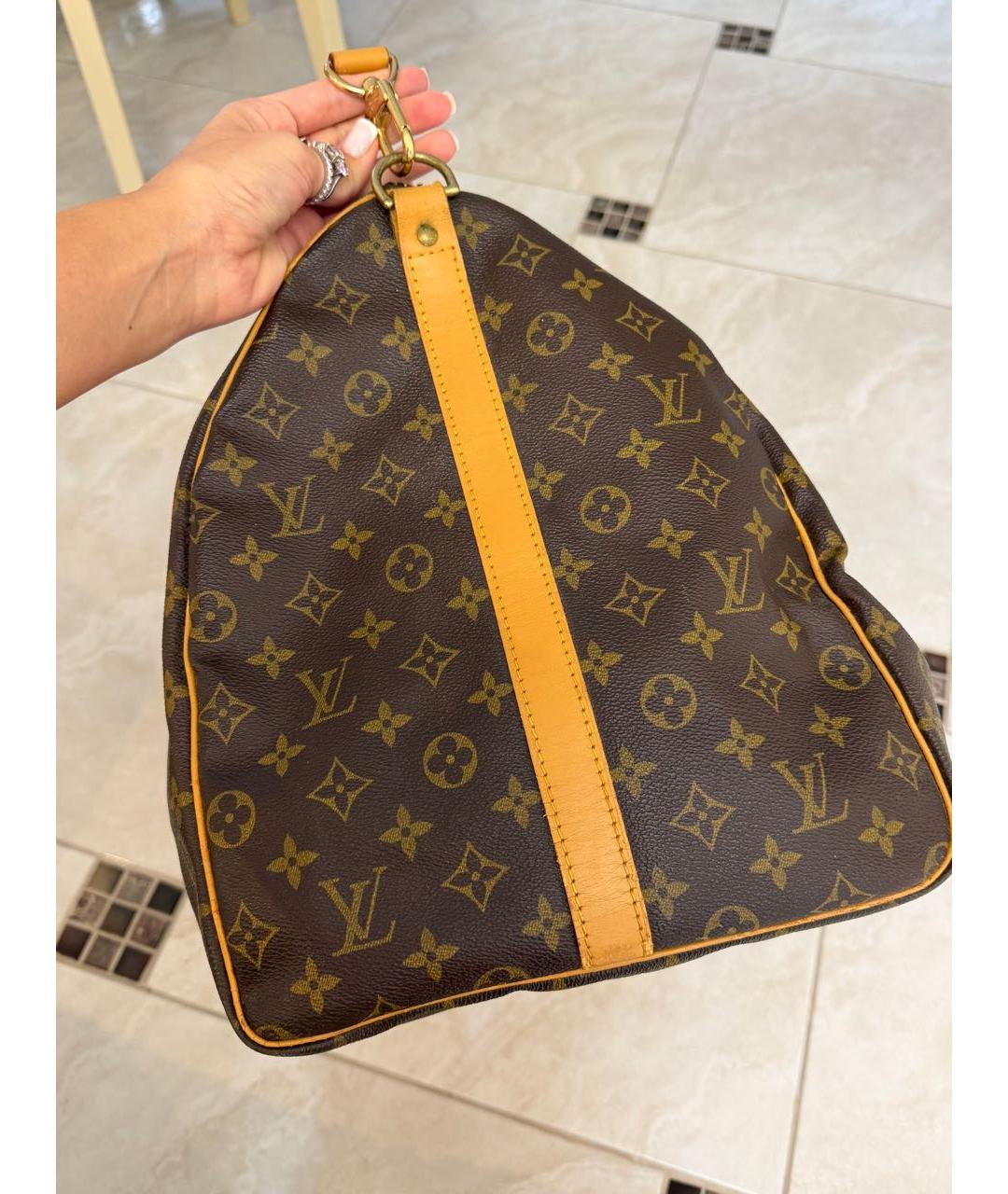 LOUIS VUITTON Коричневая дорожная/спортивная сумка из канвы, фото 6
